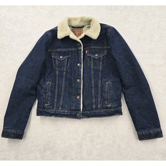 Levi's Jackets & Blazers - Levis Original Classic Sherpa Trucker Jacket  Women's Size Medium Blue Denim EUC